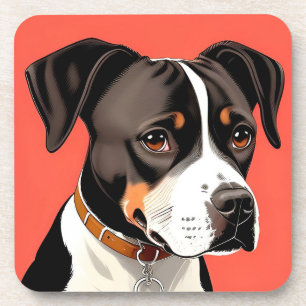 Elegant Portrait of a Black and White Dog Coaster