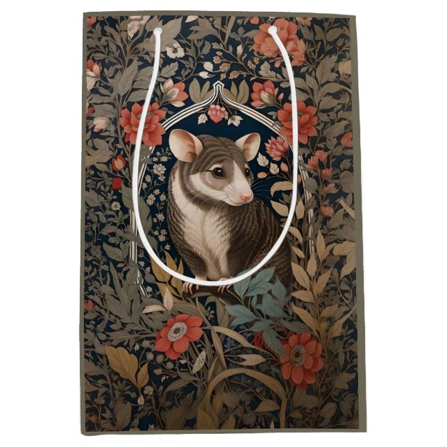 Elegant Possum William Morris Inspired Floral  Medium Gift Bag (Front)