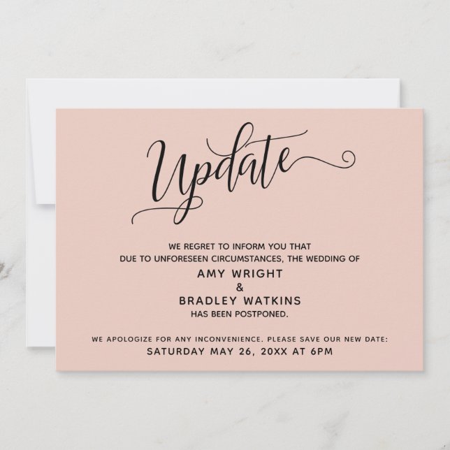 Elegant Postponed Wedding Announcement Blush (Front)