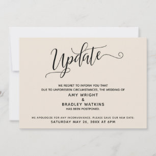 Elegant Postponed Wedding Announcement Cream