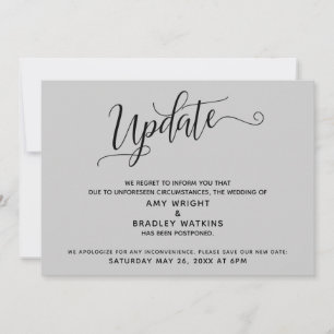 Elegant Postponed Wedding Announcement Grey