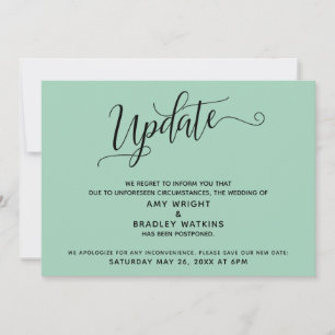 Elegant Postponed Wedding Announcement Light Green