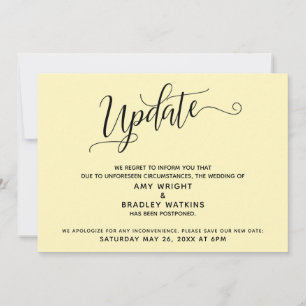 Elegant Postponed Wedding Announcement Pale Yellow
