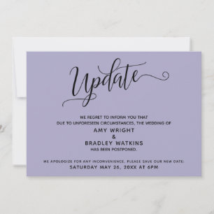 Elegant Postponed Wedding Announcement Purple