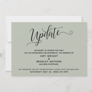 Elegant Postponed Wedding Announcement Sage Green