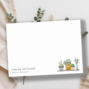 Elegant Potted House Plants Watercolor Botanical  Card