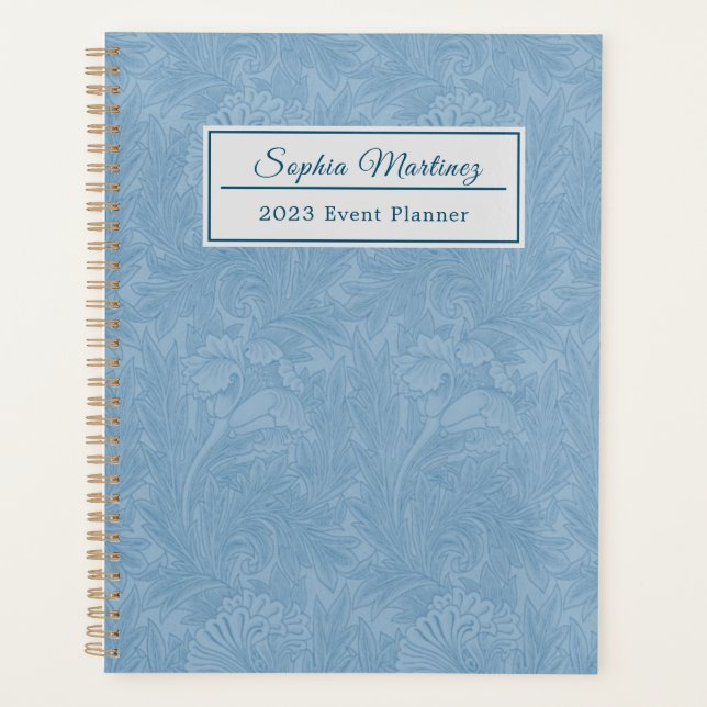 Elegant Powder Blue Floral | Personalised  Planner (Front)
