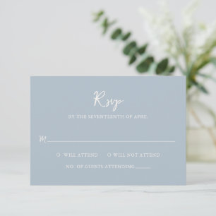 Elegant Powder Blue Modern Wedding RSVP Card
