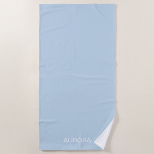 Elegant Powder Blue Personalised Name -  Beach Towel