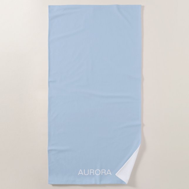Elegant Powder Blue Personalised Name -  Beach Towel (Front)