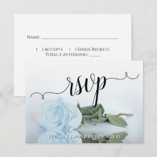 Elegant Powder Blue Reflecting Rose Chic Wedding RSVP Card