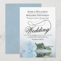 Elegant Powder Blue Rose Classy Script Wedding