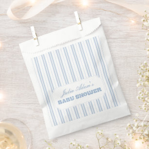 Elegant Powder Blue Striped Pattern Baby Shower Favour Bags