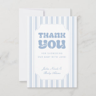 Elegant Powder Blue Striped Pattern Baby Shower Invitation