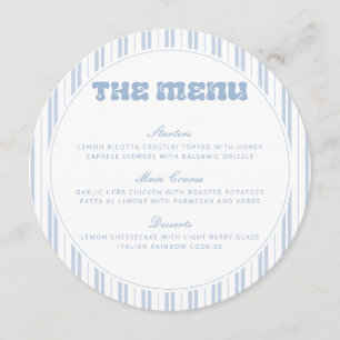 Elegant Powder Blue Striped Pattern Baby Shower Menu