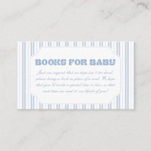 Elegant Powder Blue Striped Pattern Books For Baby Enclosure Card