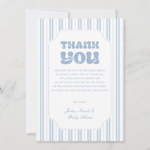 Elegant Powder Blue Striped Thank You Baby Shower Invitation