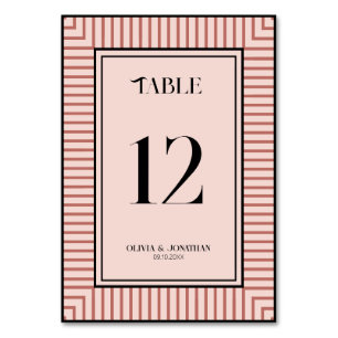 Elegant Powder Pink Stripes Simple Table Card