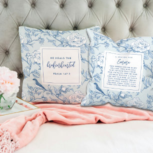 Elegant Prayer Keepsake Gift Scripture Chinoiserie Cushion