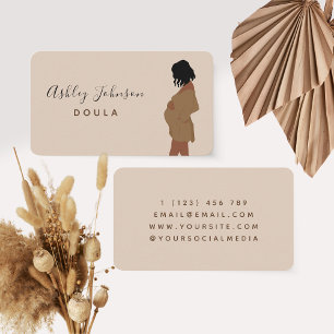 Elegant Pregnant Lady Silhouette Minimalist Doula Business Card