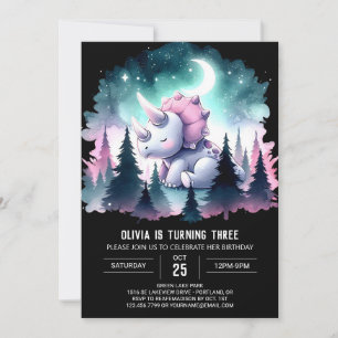 Elegant Prehistoric Triceratops Birthday Invitation