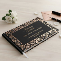 Elegant Premium Black Floral Rose Gold Wedding 
