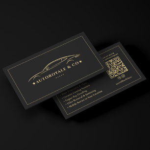Elegant Premium Car Wash Auto Detailing Black Business Card