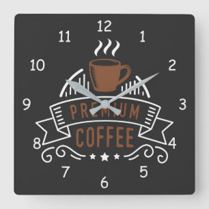 Elegant Premium Coffee Design Logo Square Wall Clock