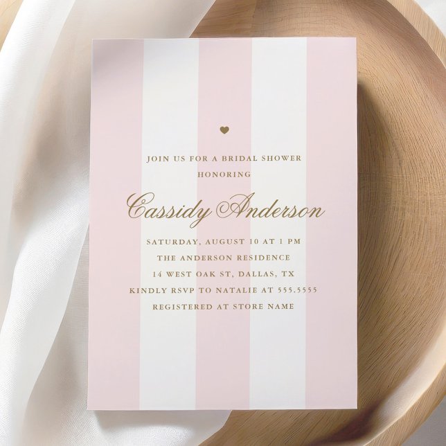 Elegant Preppy Modern Pink Stripe Bridal Shower Invitation (Creator Uploaded)