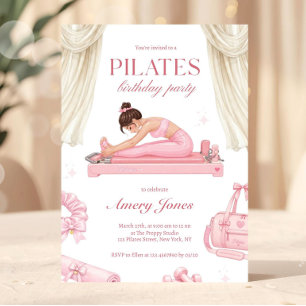 Elegant Preppy Pilates Birthday Invitation