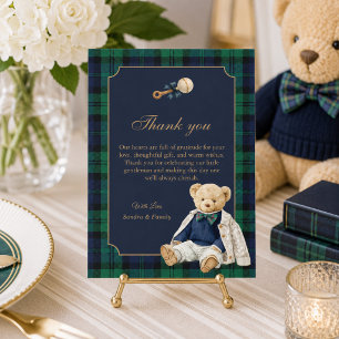 Elegant Preppy Polo Teddy Bear Baby Shower Thank You Card