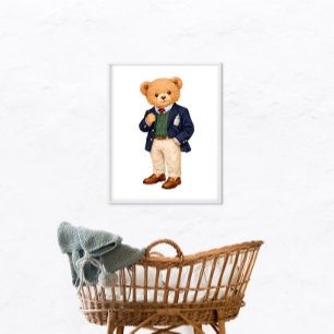 Elegant Preppy Polo Teddy Bear Poster
