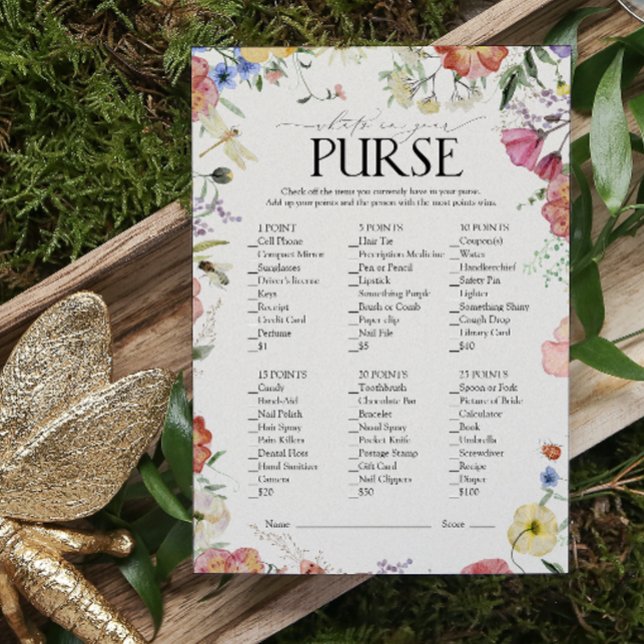 Elegant Pressed Floral Bridal Shower Purse Game (Bridal Shower Game!)