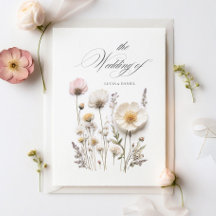 Elegant Pressed Flowers Chic Wedding Invitation