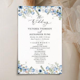 Elegant Pressed Flowers Wedding Program