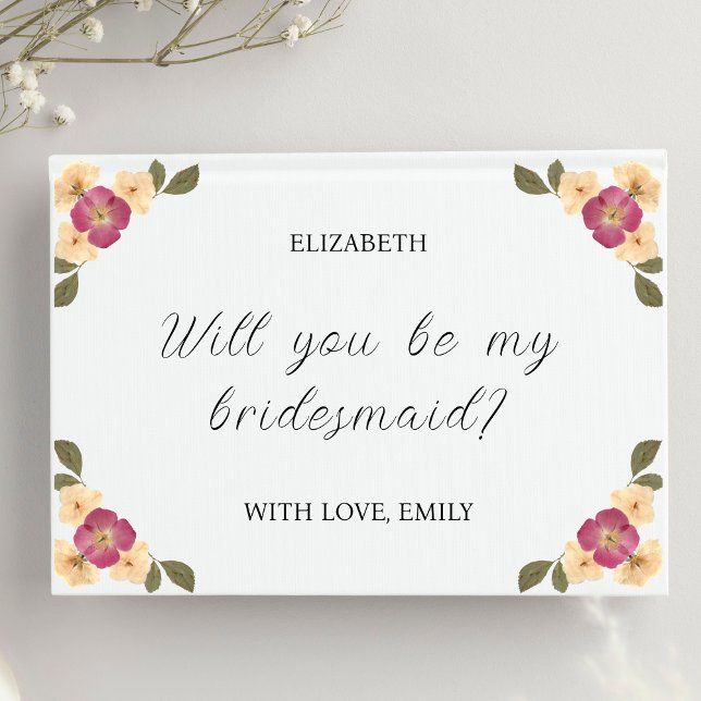 Elegant Pressed Wildflower Bridesmaid Proposal Card (Creator Uploaded)