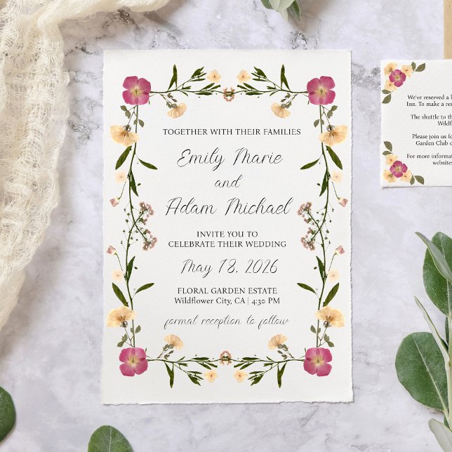 Elegant Pressed Wildflower Garden Boho Wedding  Invitation (Creator Uploaded)