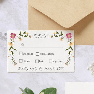 Elegant Pressed Wildflower Garden Wedding RSVP Card