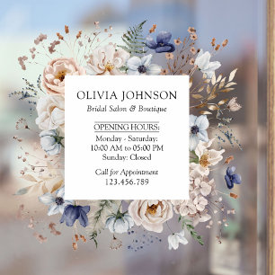 Elegant Pretty Beige Blue Flowers Floral Business