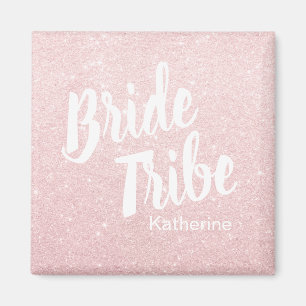 Elegant pretty chick rose gold glitter bride tribe magnet