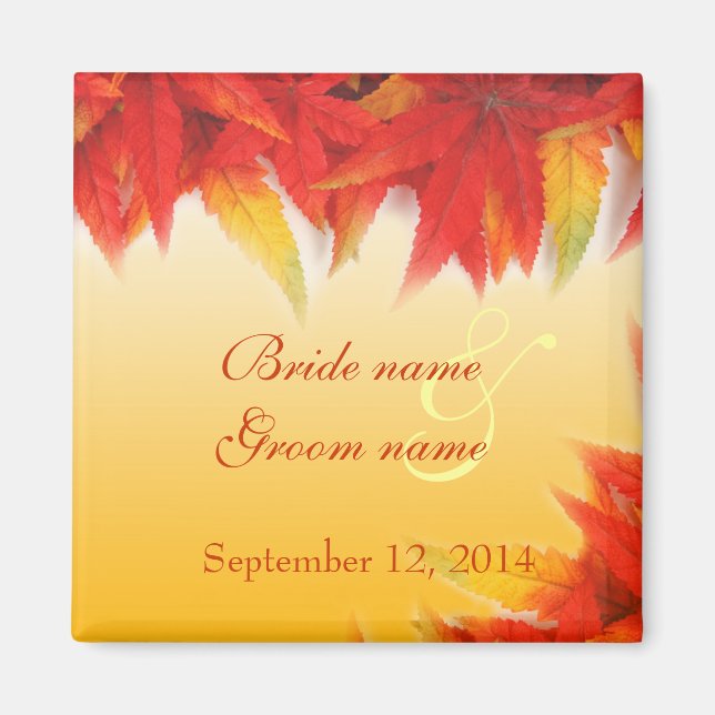 Elegant, pretty fall wedding save the date magnet (Front)