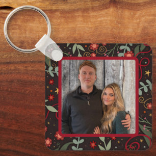 Elegant Pretty Floral Photo Names Inspirivity Key Ring