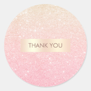 Elegant pretty girly gradient rose gold glitter classic round sticker