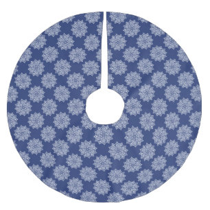Elegant pretty girly navy blue mandala pattern brushed polyester tree skirt