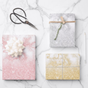 Elegant pretty gradient glitter marble wrapping paper sheet