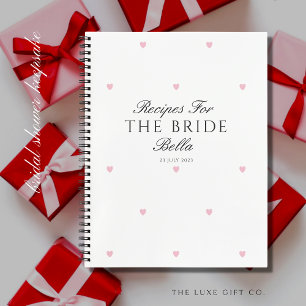 Elegant Pretty Hearts Bridal Shower Gift Recipe Notebook