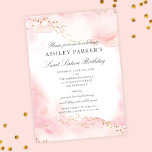 Elegant Pretty Pink Gold Glitter Sweet 16 Birthday Invitation<br><div class="desc">This lovely Sweet 16 birthday invitation features a soft and sweet pink watercolor background accented with faux gold glitter dots. The typography is classic and a fabulous choice for a sweet 16 birthday party. It has coordinating party accessories...  See more items in the collection.</div>