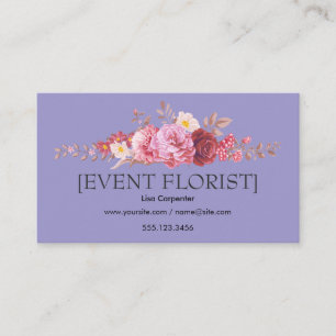 Elegant Pretty Pink Red Flower Arrangement Business Card