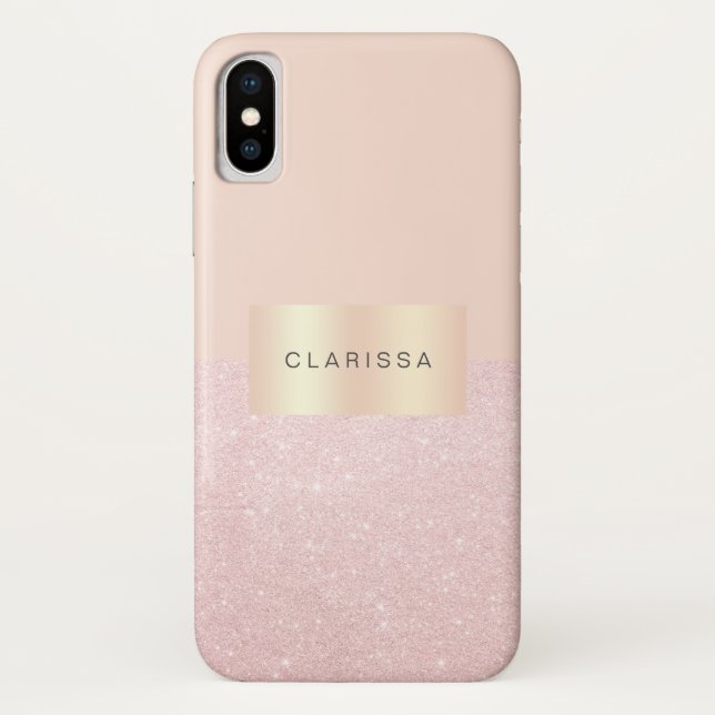 Elegant pretty rose gold glitter & blush pink Case-Mate iPhone case (Back)