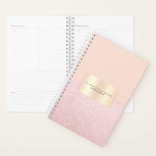 Elegant pretty rose gold glitter & blush pink planner